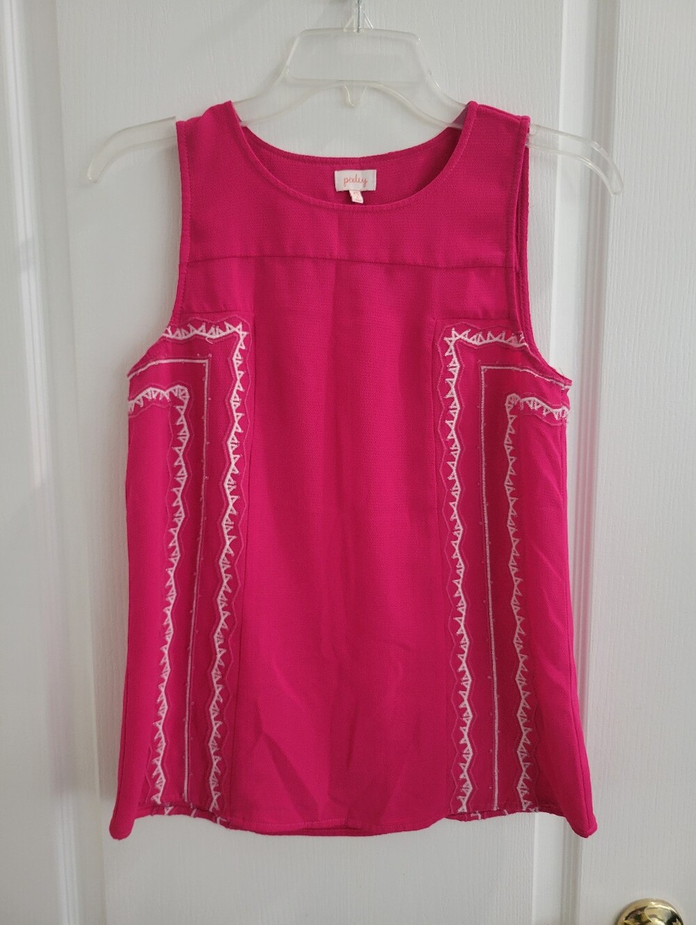 Pixley Stitch Fix Sleeveless Tunic Embroidered Beading Boho Size XS Pink